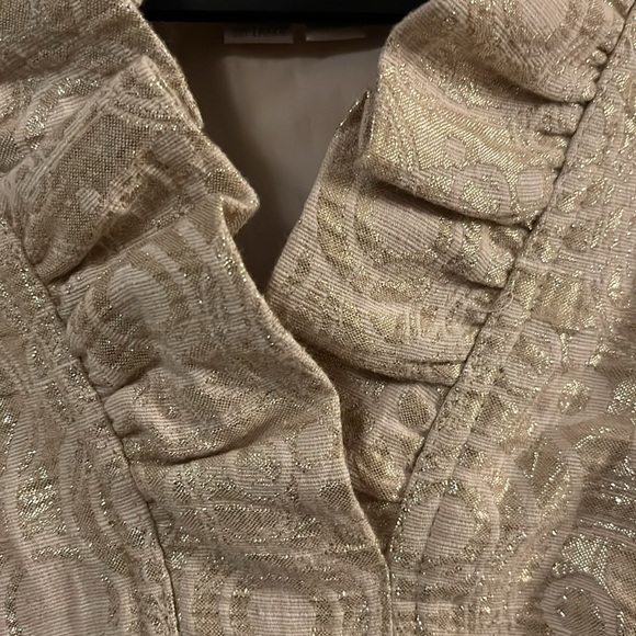 NWT London Times Champagne White Gold Metallic Shiny Circle Embossed Dress 4 - Picture 5 of 11